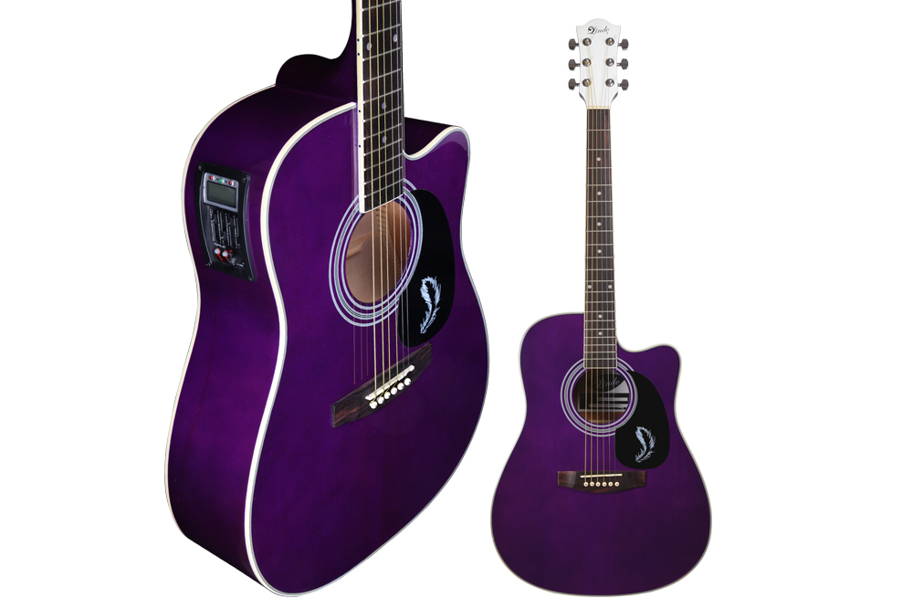 Lindo B-STOCK Left Handed Skull Slim Body Electro Acoustic Guitar With