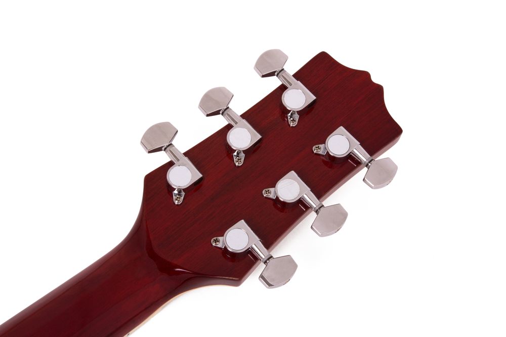 Lindo Guitars Org Guitare électro-acoustique corps régulier avec pré-ampli,  accordeur Lcd et étui sac – Rouge brillant
