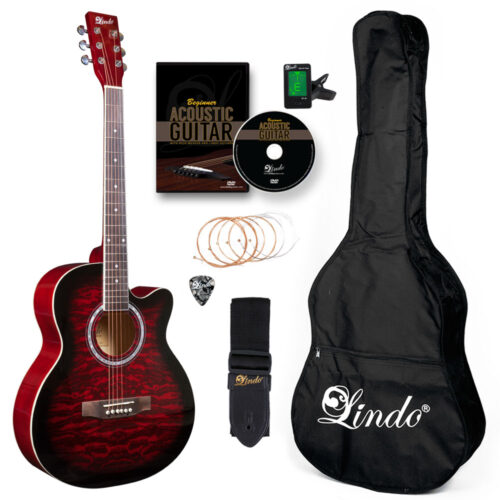 Lindo Standard Ruby Red Acoustic Guitar Pack
