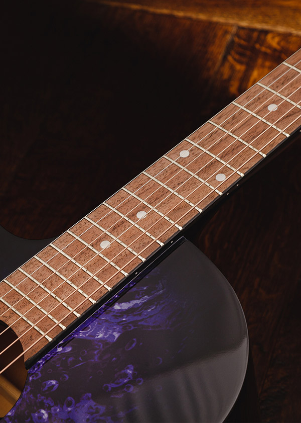 Lindo-Left-Handed-Purple-Alien-Acoustic-Guitar-Fretboard