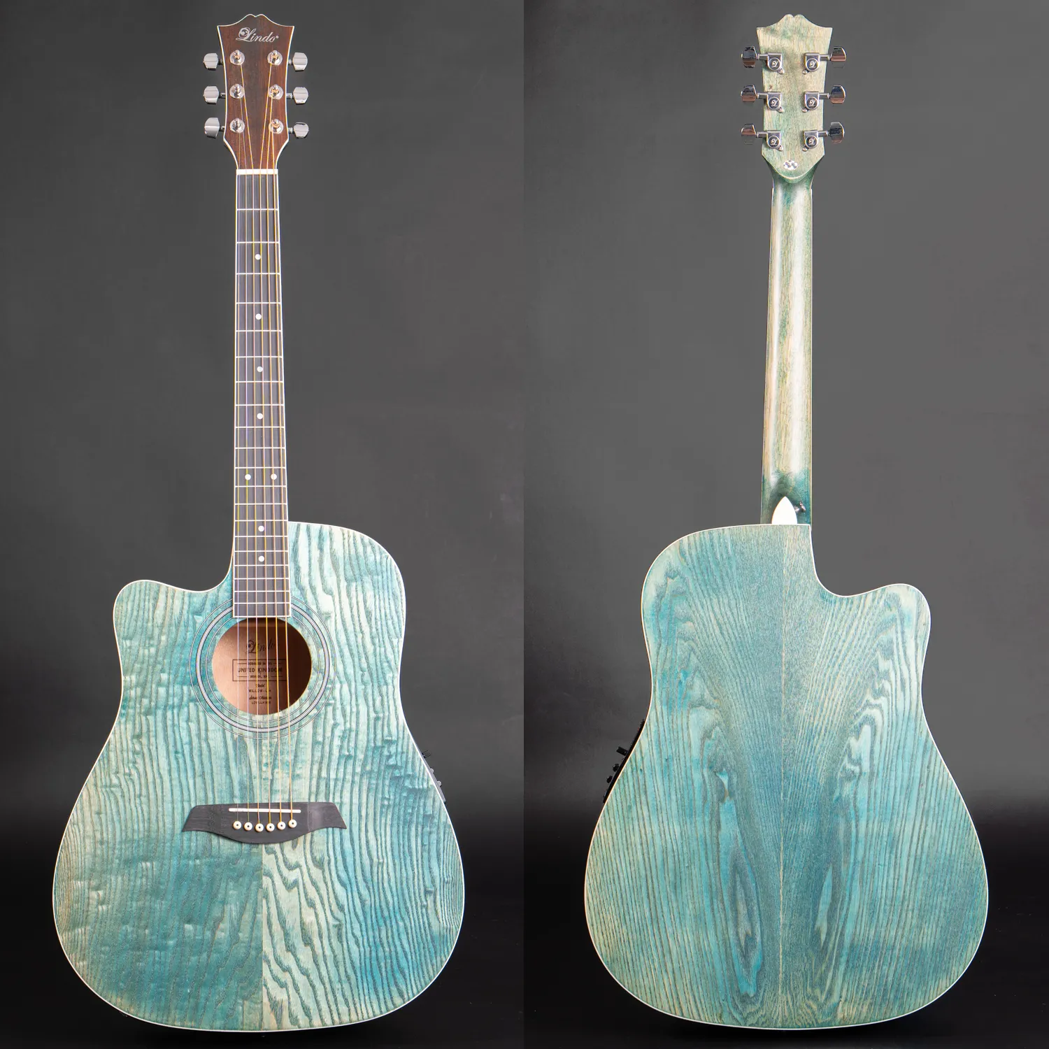 Lindo Left Handed Willow Electro Acoustic Guitar Front and Back