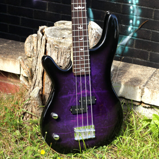 Lindo Left Handed Purple Dove Electric Bass Guitar and Padded Gigbag