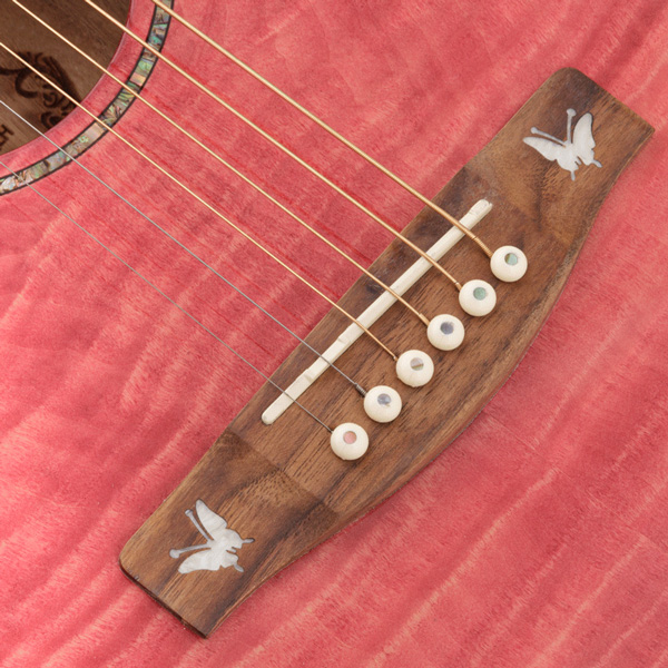 Lindo-Left-Handed-Dandelion-Pink-Electro-Acoustic-Guitar-Bridge