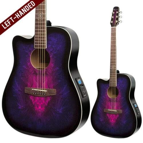 Lindo Left Handed Swallow Electro Acoustic Guitar and Padded Gigbag - Purple