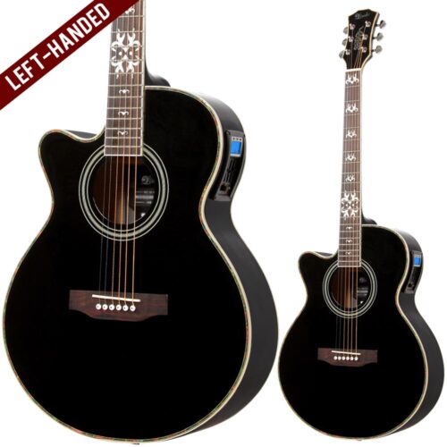 Lindo Left Handed Black Fire Electro Acoustic Guitar and Padded Gig Bag