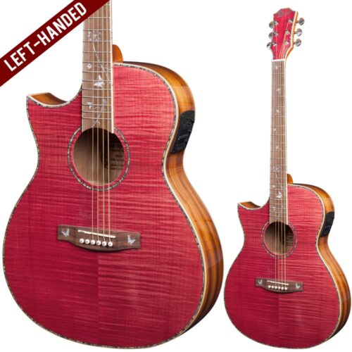 Lindo Left Handed Dandelion Pink Electro Acoustic Guitar BS5M Blend Preamp Padded Gig Bag