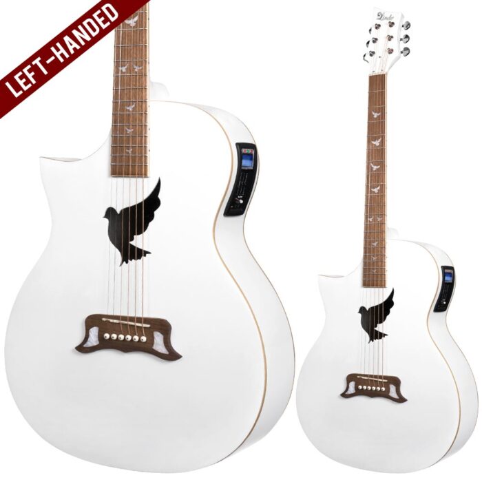 Lindo Left Handed White Dove V2 Electro Acoustic Guitar and Padded Gigbag