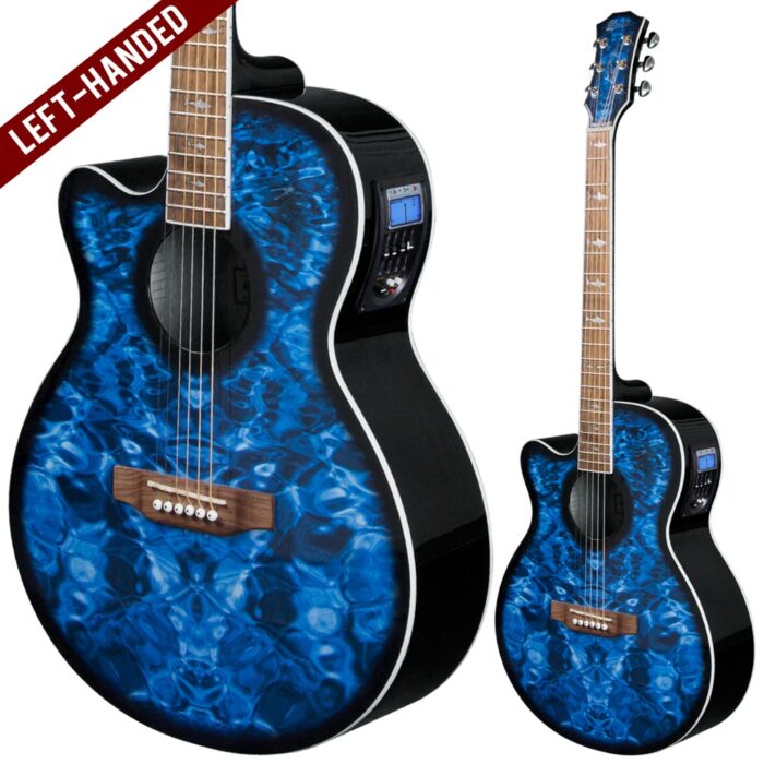 Lindo Left Handed Shark Electro Acoustic Guitar and Padded Gigbag â Blue