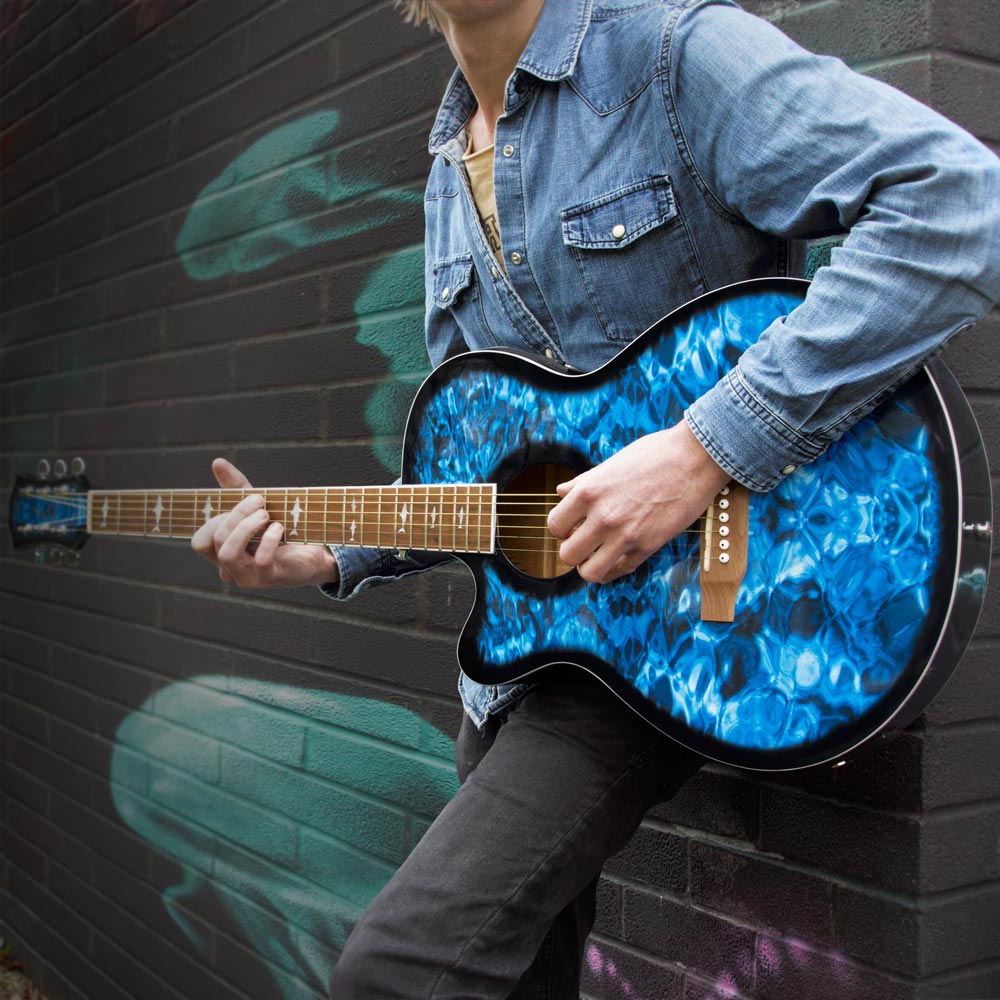 Lindo Left Handed Shark Electro Acoustic Guitar and Padded Gigbag â Blue