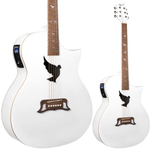 Lindo White Dove V2 Electro Acoustic Guitar with Preamp and Padded Gigbag