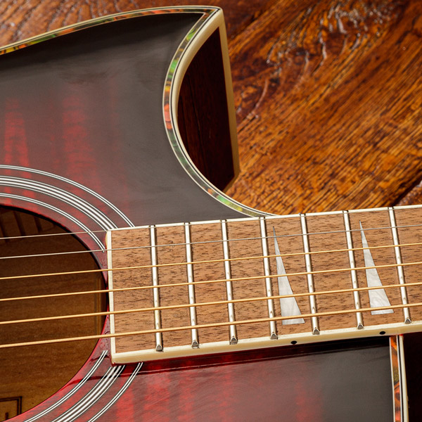 Lindo-Left-Handed-Org-Regular-Red-Electro-Acoustic-Guitar-Fretboard