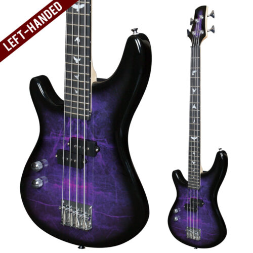 Lindo Left Handed PDB Short Scale Purple Dove Electric Bass Guitar And Hard Case