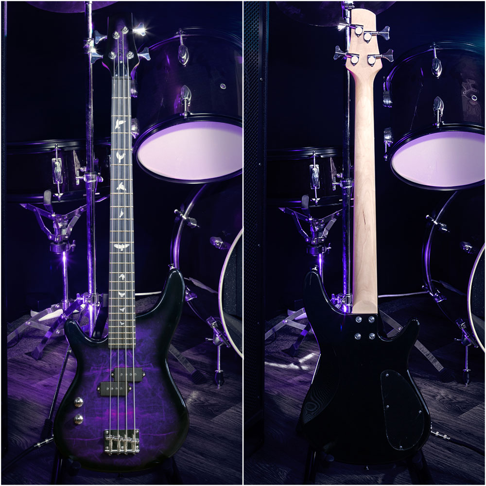 Lindo Left Handed PDB Short Scale Purple Dove Electric Bass Guitar And Hard Case