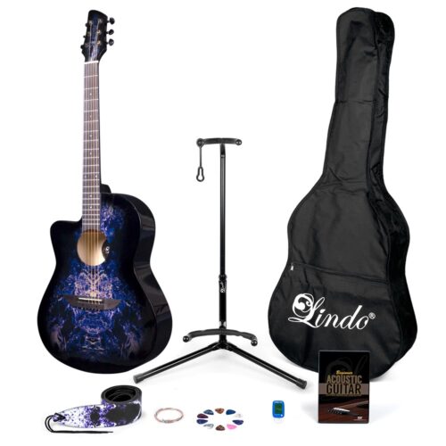 lindo-guitars-left-handed-purple-alien-acoustic-guitar-pack