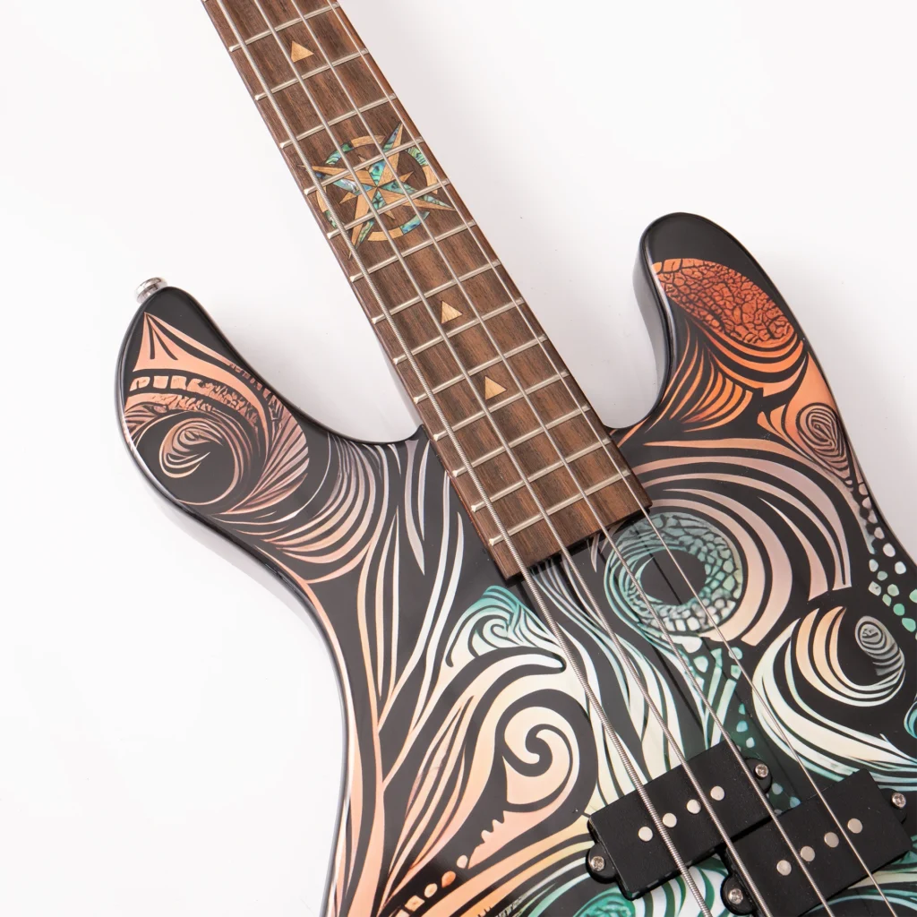 Lindo Sahara Electric Bass Guitar body artwork