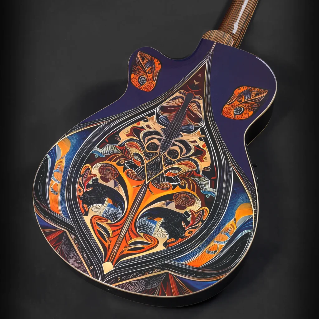 Sahara artwork across the back of the bass