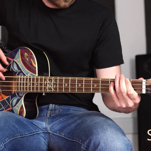W30 Lindo Short Scale Sahara Electro Acoustic Bass Guitar – gallery image 7