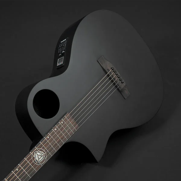 Lindo Left Handed All Black Neptune V2 Electro Acoustic Guitar and Padded Gigbag - Matte - Image 3