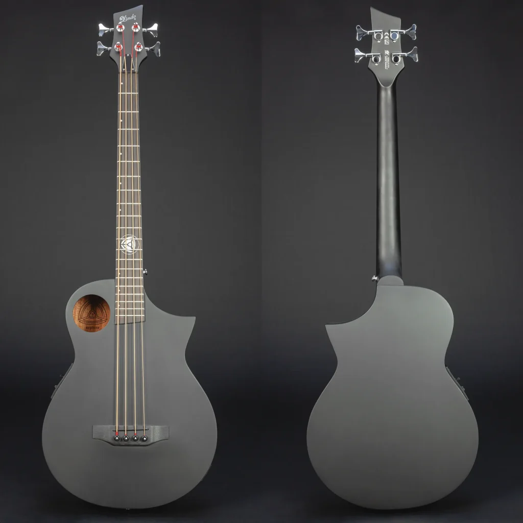 W41 Lindo Neptune V2 Short Scale Matte Black Electro Acoustic Bass Guitar