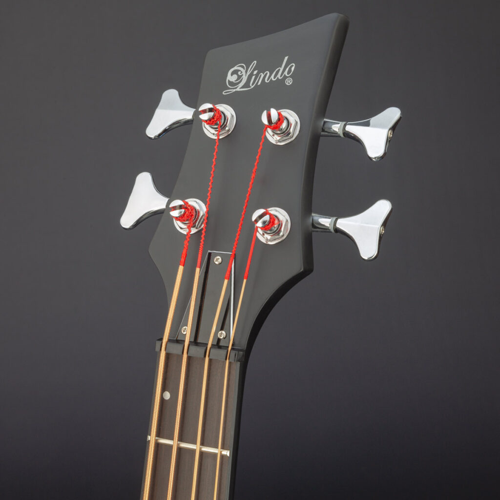 Matte-black Neptune V2 headstock with chrome tuners