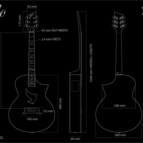 W26 Lindo White Dove V3 Electro Acoustic Guitar – gallery image 7