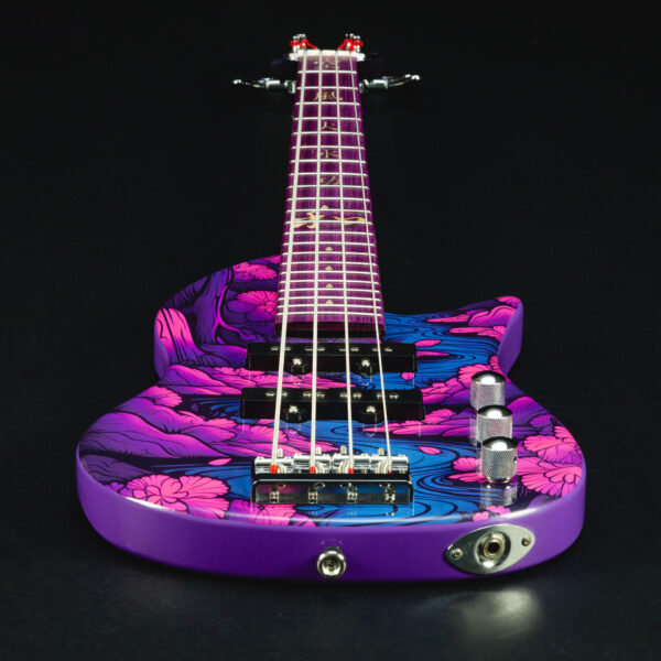 Lindo Kawa Short Scale Electric Bass Travel Guitar - Japanese Graphic Art - Image 3