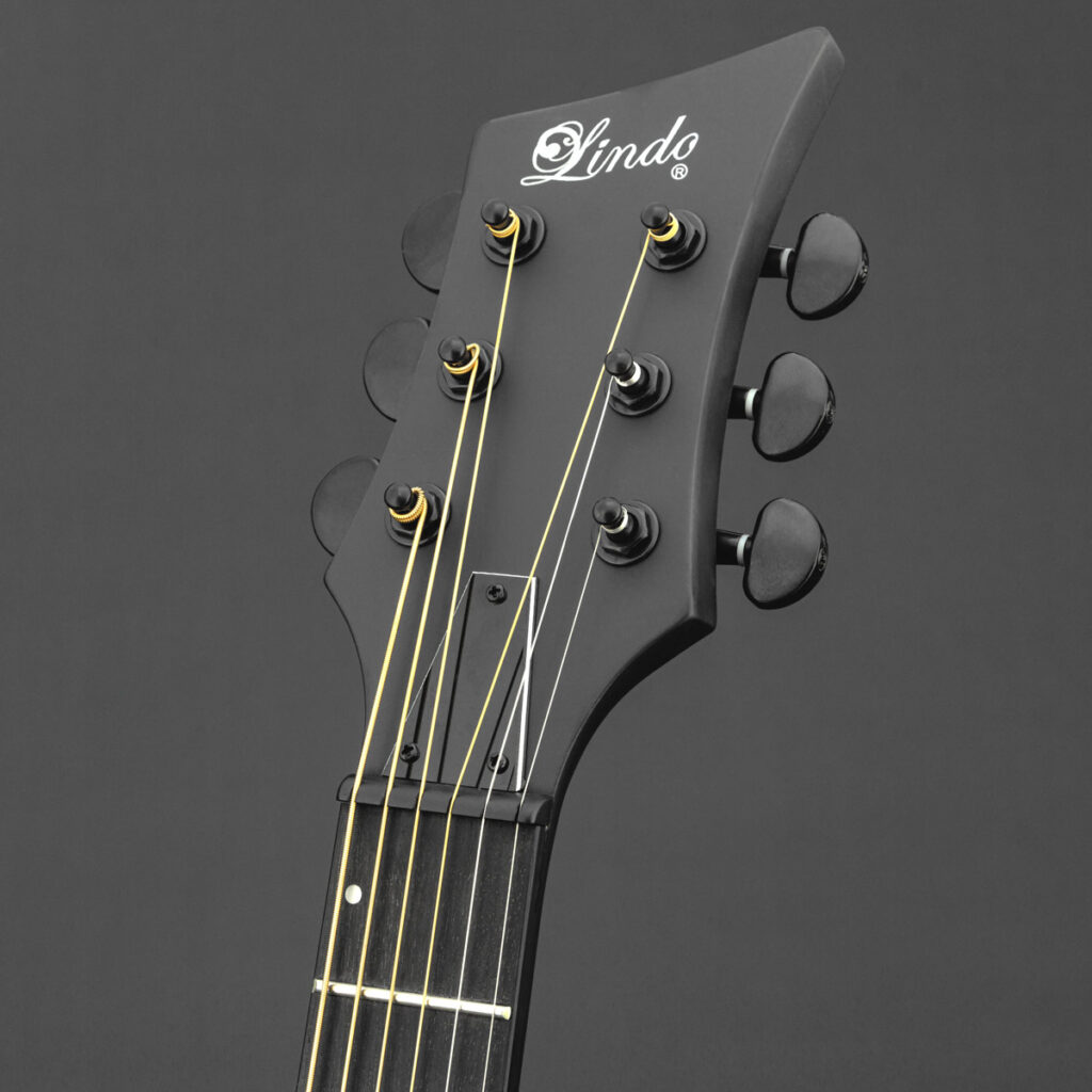 Neptune matte-black headstock, front view