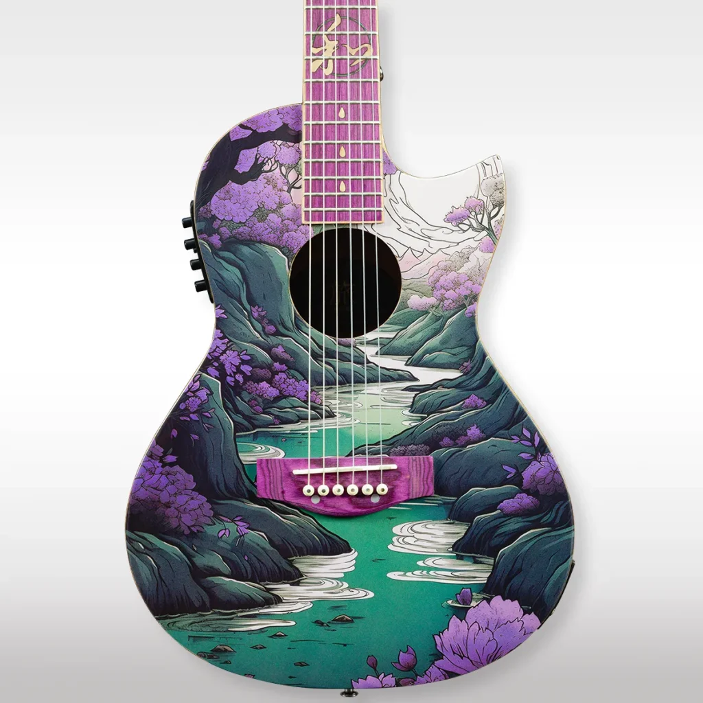 Lindo Ryokou Electro Acoustic Travel Guitar - Japanese Graphic Art