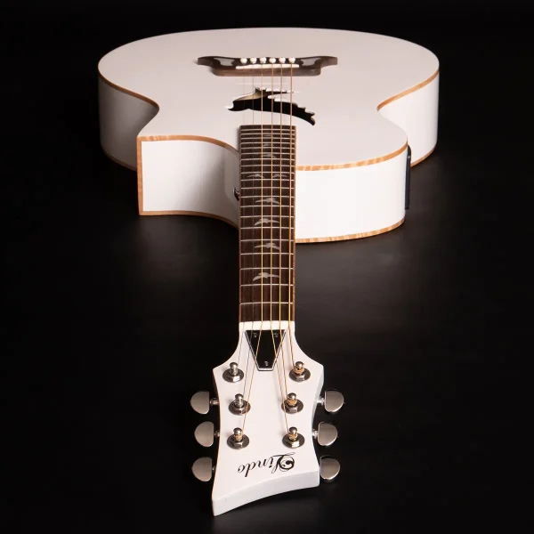 Lindo White Dove V4 Electro Acoustic Guitar Head Down Full