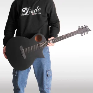 W42 Lindo Neptune V3 All Black Electro Acoustic Guitar – Matte – gallery image 1