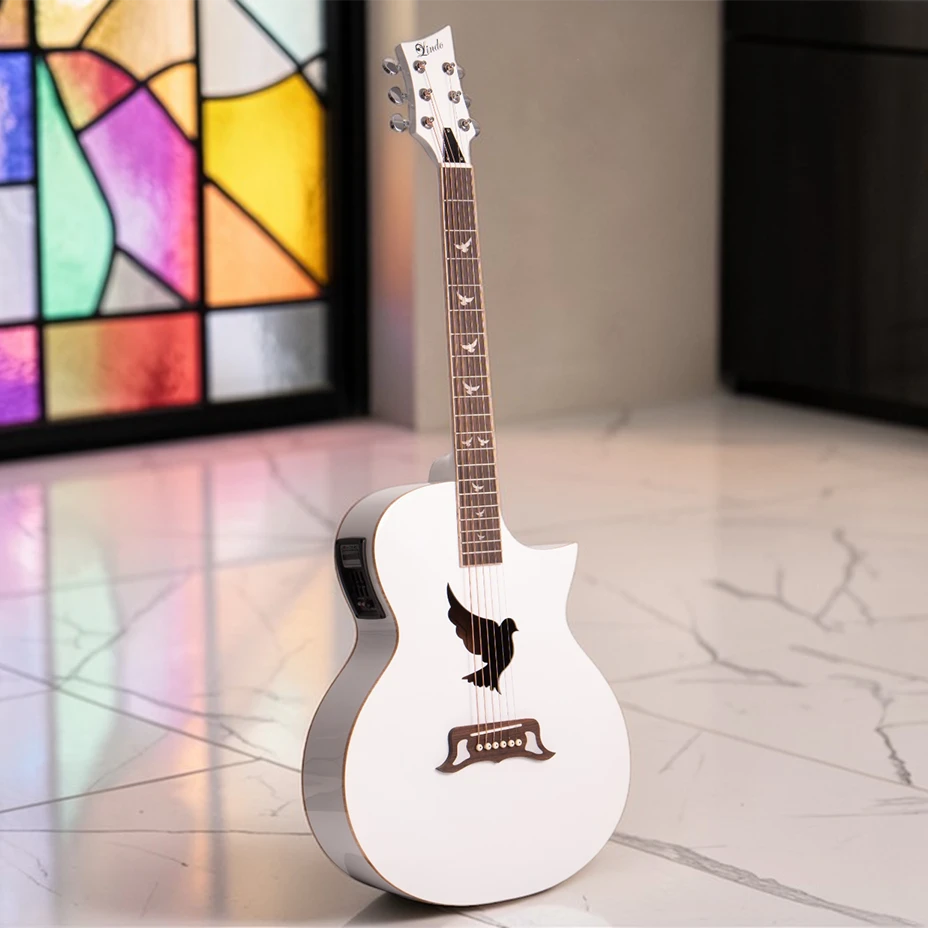 W31 Lindo White Dove V3 Electro Acoustic Guitar & Premium Hard Case – gallery image 6