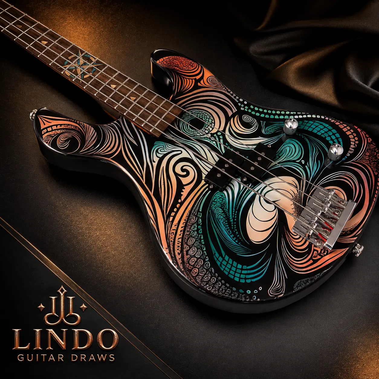 W34 Lindo Sahara Electric Bass Guitar (30″ Short Scale) – gallery image 2