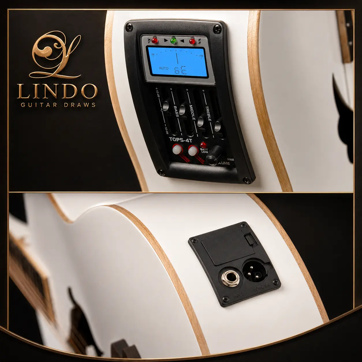 W33 Lindo White Dove V3 Electro Acoustic Guitar & Premium Hard Case – gallery image 4