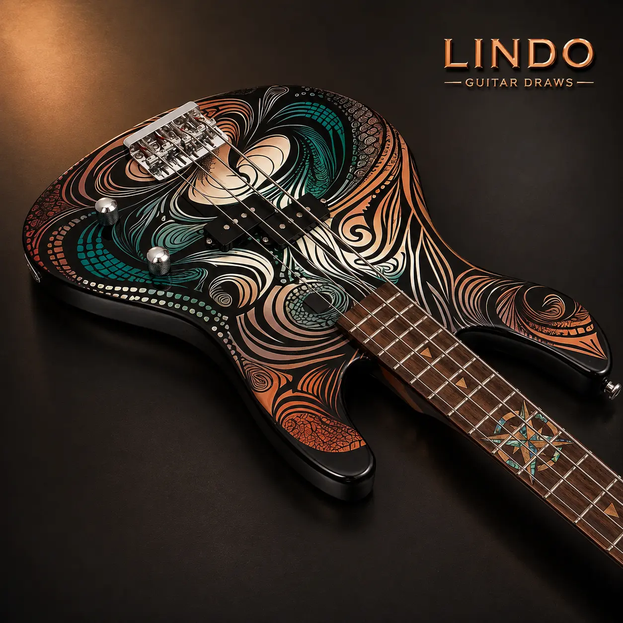 W34 Lindo Sahara Electric Bass Guitar (30″ Short Scale) – gallery image 5