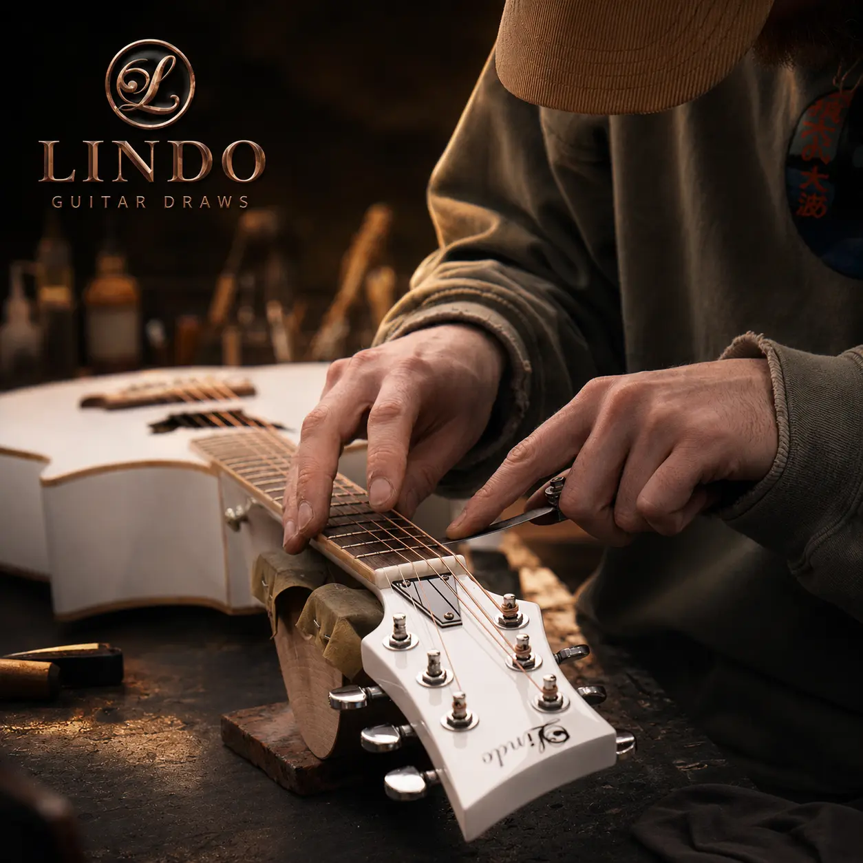 W33 Lindo White Dove V3 Electro Acoustic Guitar & Premium Hard Case – gallery image 3