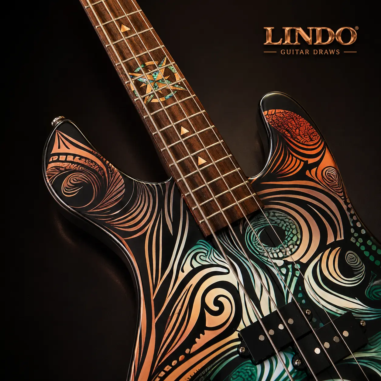 W34 Lindo Sahara Electric Bass Guitar (30″ Short Scale) – gallery image 8