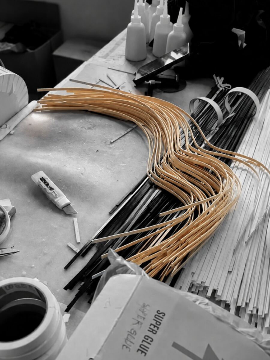 Lindo White Dove Electro-Acoustic Bass in production