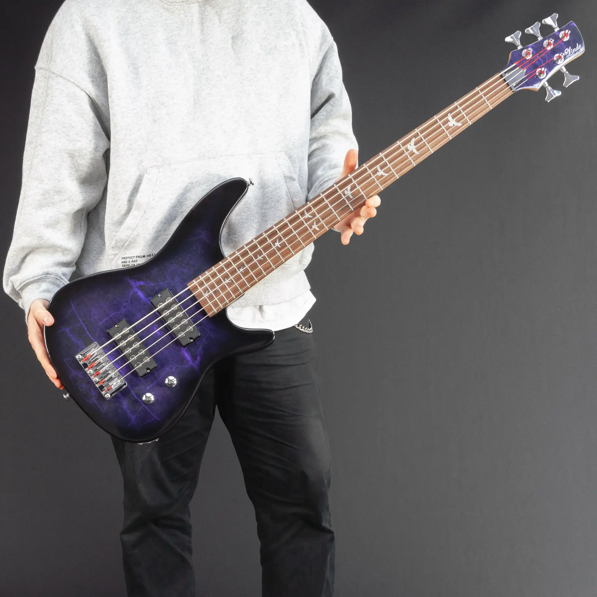 W37 Lindo PDB-5 V2 5-String Purple Dove Electric Bass Guitar – gallery image 6