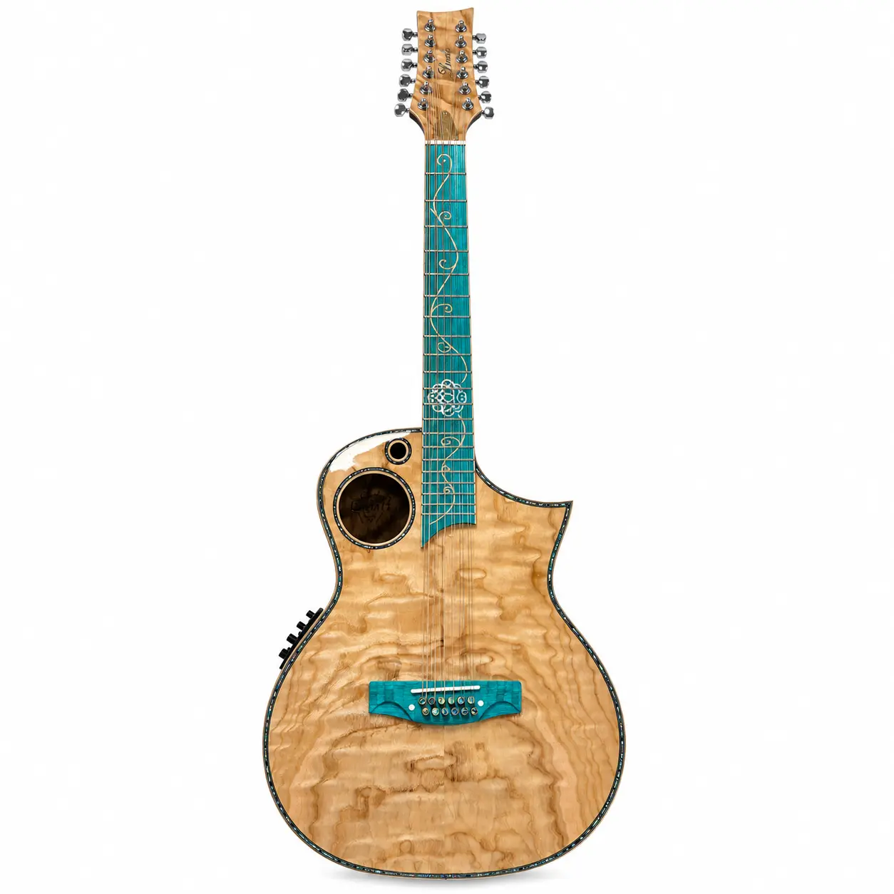 Full front view of the one-off Lindo Earth twelve-string sample